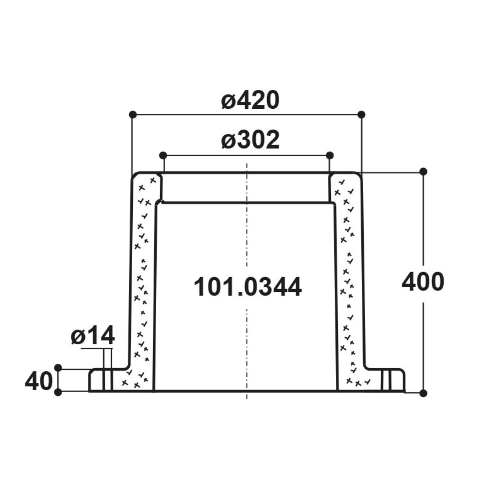 Termocaurule, 400 mm, dzirdnēm Mod. 41A, Mod. 43A